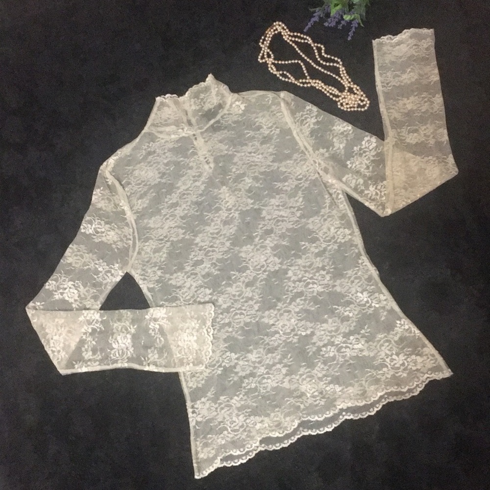 🔥💥THE LIMITED💥🔥SHEER LACE LONG SLEEVE TOP